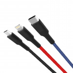 Xo NB54, 3in1 USB - Lightning, USB-C, microUSB Charging Cable (3A) 1.2m Xo NB54, 3in1 USB - Lightning, USB-C, microUSB Charging Cable (3A) 1.2m