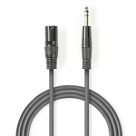 Nedis Balanced Audio Cable | XLR 3-Pin Male | 6.35 mm Male | Nickel Plated | 3.00 m | Round | PVC | Dark Grey | Carton Sleeve Nedis Balanced Audio Cable | XLR 3-Pin Male | 6.35 mm Male | Nickel Plated | 3.00 m | Round | PVC | Dark Grey | Carton Sleeve