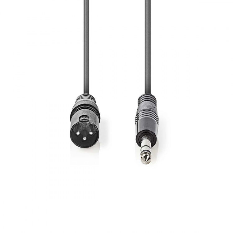 Nedis Balanced Audio Cable | XLR 3-Pin Male | 6.35 mm Male | Nickel Plated | 3.00 m | Round | PVC | Dark Grey | Carton Sleeve Nedis Balanced Audio Cable | XLR 3-Pin Male | 6.35 mm Male | Nickel Plated | 3.00 m | Round | PVC | Dark Grey | Carton Sleeve