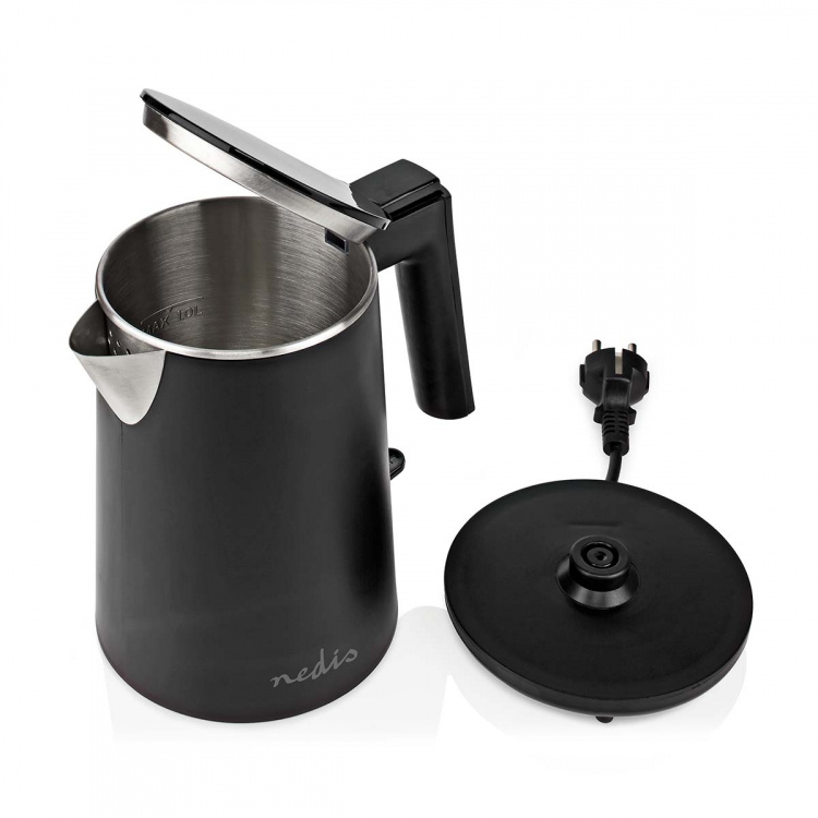 Nedis Electric Kettle | 1.0 l | Plastic | Black | Rotatable 360 degrees | Concealed heating element | Strix® controller | Boil-dry protection Nedis Electric Kettle | 1.0 l | Plastic | Black | Rotatable 360 degrees | Concealed heating element | Strix® controller | Boil-dry protection