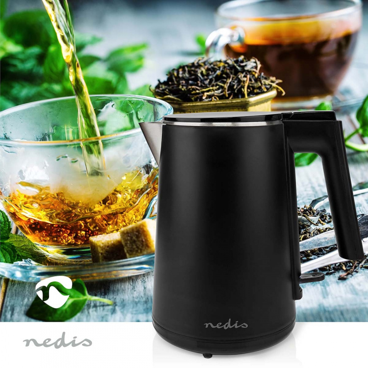 Nedis Electric Kettle | 1.0 l | Plastic | Black | Rotatable 360 degrees | Concealed heating element | Strix® controller | Boil-dry protection Nedis Electric Kettle | 1.0 l | Plastic | Black | Rotatable 360 degrees | Concealed heating element | Strix® controller | Boil-dry protection