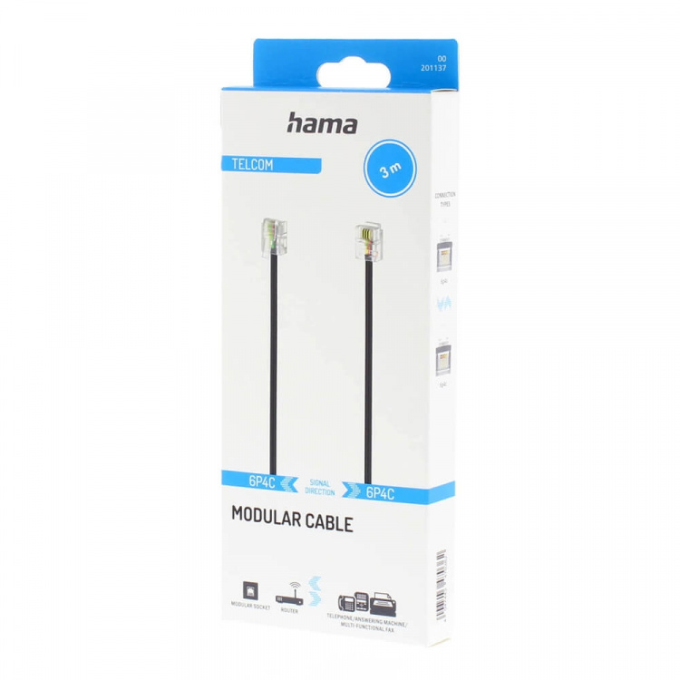 Hama Cable Modular 6p4c Black 3.0m Hama Cable Modular 6p4c Black 3.0m
