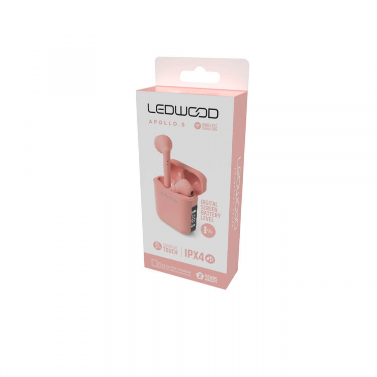 LEDWOOD Headphone Apollo TWS True Wireless In-Ear Pink Mic LEDWOOD Headphone Apollo TWS True Wireless In-Ear Pink Mic
