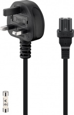 Goobay UK Mains Connection Cable, 1.8 m, Black UK 3-pin plug (type G, BS 1363) > C7 appliance socket Goobay UK Mains Connection Cable, 1.8 m, Black UK 3-pin plug (type G, BS 1363) > C7 appliance socket