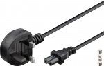 Goobay UK Mains Connection Cable, 1.8 m, Black UK 3-pin plug (type G, BS 1363) > C7 appliance socket Goobay UK Mains Connection Cable, 1.8 m, Black UK 3-pin plug (type G, BS 1363) > C7 appliance socket