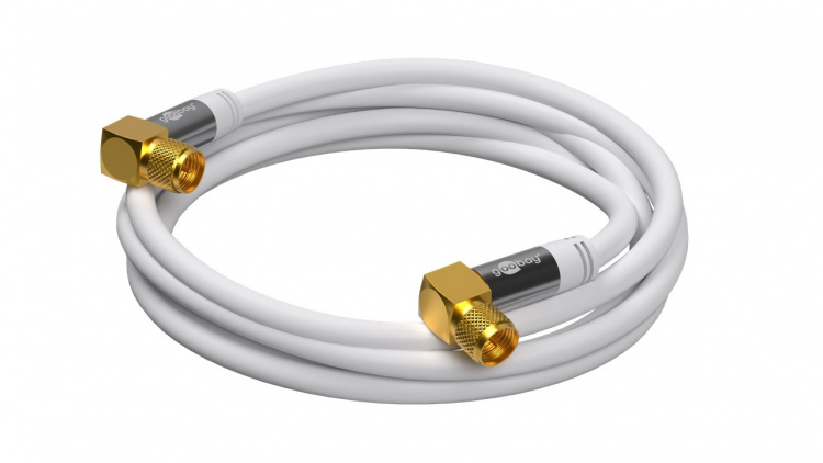 Goobay SAT Antenna Cable (135 dB), 4x Shielded gold-plated, F plug 90° > F plug 90°, 10 m Goobay SAT Antenna Cable (135 dB), 4x Shielded gold-plated, F plug 90° > F plug 90°, 10 m